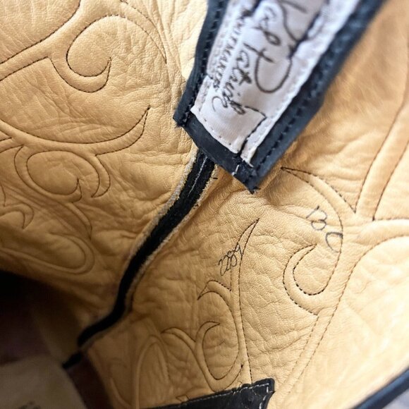 Rod Patrick Mens Cowboy Boots Size 13C Black Calf Leather Western Blunt Toe EUC - Picture 11 of 13